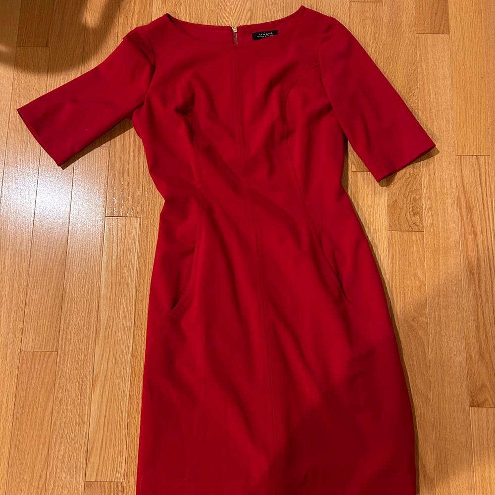 Calvin Klein Red  Sleeve Dress